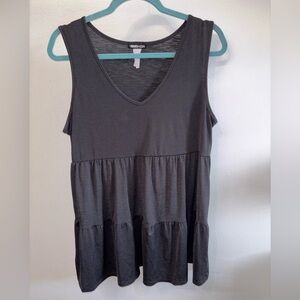 HEIMISH USA Charcoal Sleeveless Tiered V-Neck Tank